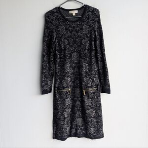Michael Kors Black and Gray Long Sleeve Dress